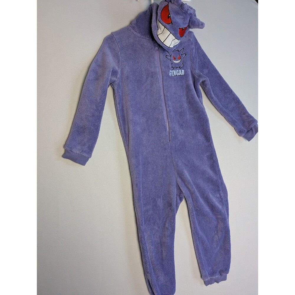 Boys Gengar Pokemon Hood Fleece Bodysuit Kids 5-6 (Fits A Little Small) Pajamas - Picture 6 of 14